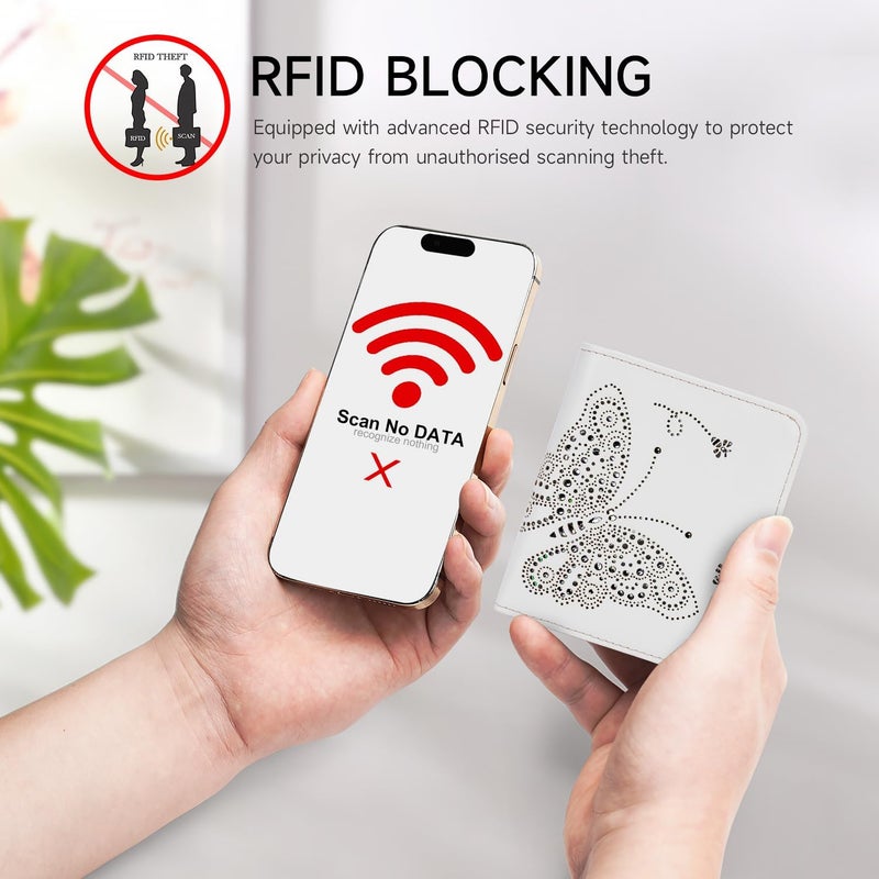 KITEVIUN Small RFID Wallet Women Ultra Thin Slim Womens Wallet Mini Compact Bifold Pocket Ladies Wallets for Women WHITE - Image 5